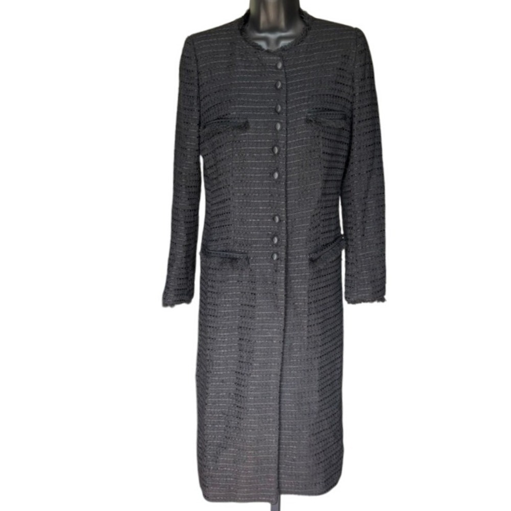 Zara Tweed Military Coat Sz‎ M Black Vamp Cottagegoth Old Money Classic